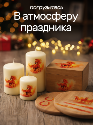 Наклейки на свечи водные огненная лошадь 2026 из каталога Наклейки декупажные для декора свечей, яиц, изделий из гипса, в интернет-магазине BPW.style